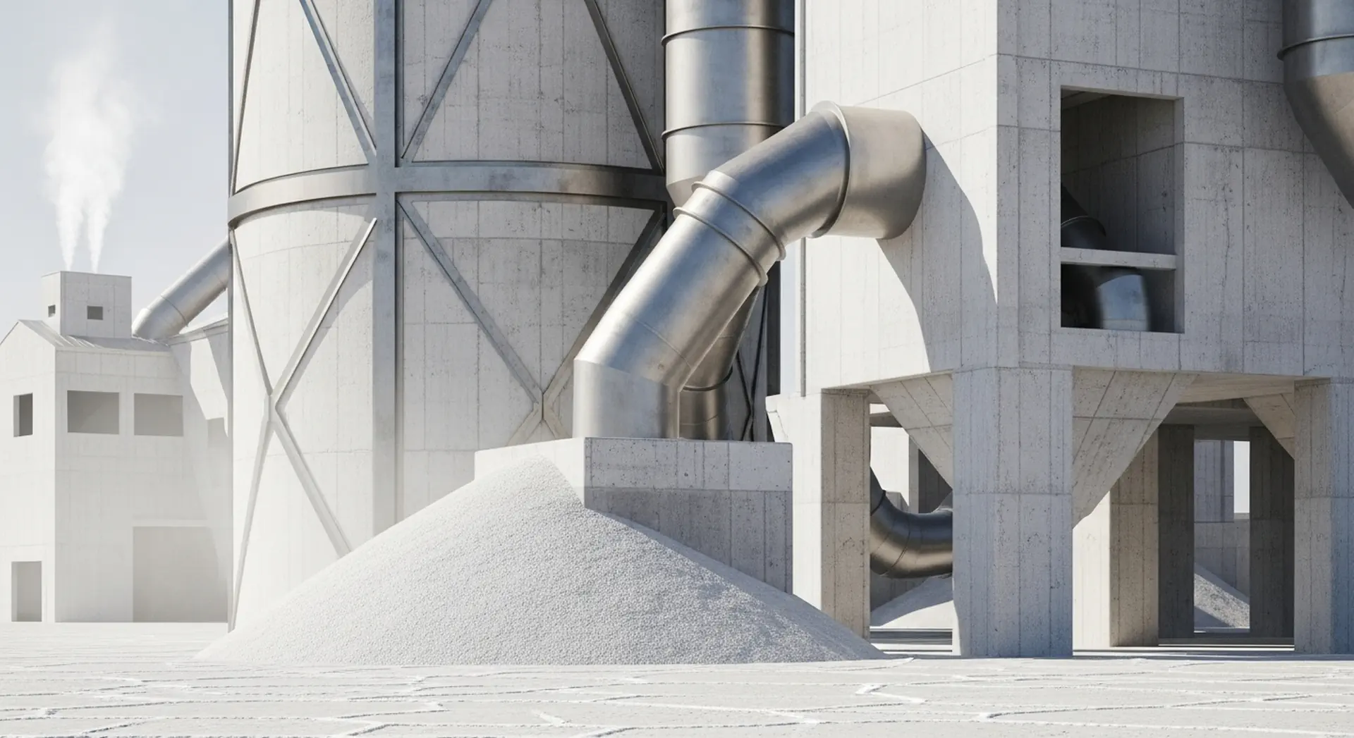 Modern Cement Manufacturing Facility Architectural Landscape